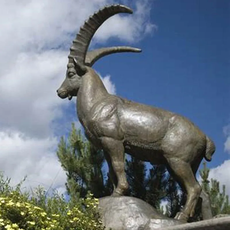 Garden Bronze Animal Statue Bronze Life Size Goat Caprine Sheep Sculpture