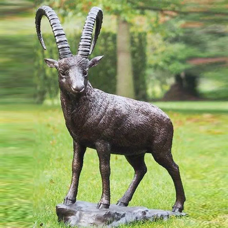 Garden Bronze Animal Statue Bronze Life Size Goat Caprine Sheep Sculpture