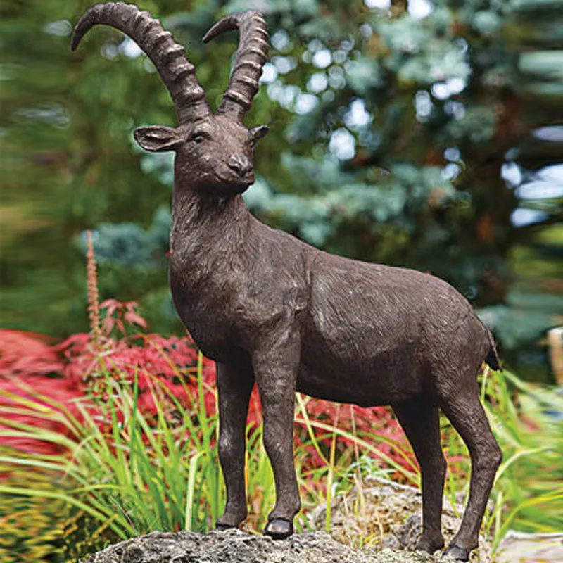 Garden Bronze Animal Statue Bronze Life Size Goat Caprine Sheep Sculpture