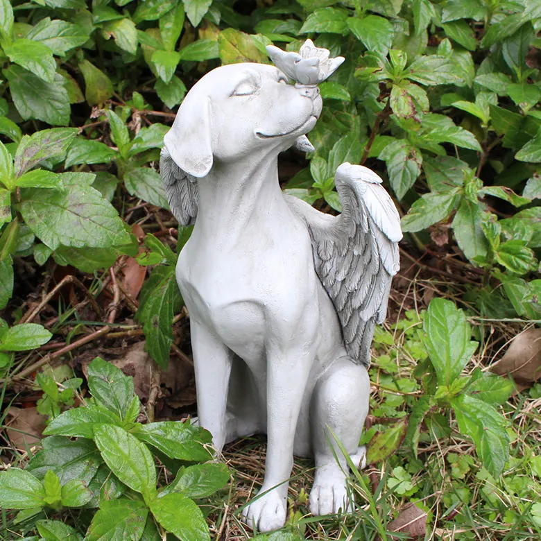 Garden Decoration Angel Sleeping Cat Statue Sculpture Resin Memorial Outdoor Pet Animal Tombstone