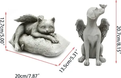 Garden Decoration Angel Sleeping Cat Statue Sculpture Resin Memorial Outdoor Pet Animal Tombstone