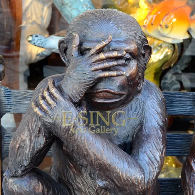 Garden Decoration Bronze Orangutan Monkey Sculpture Carving Brass Statue