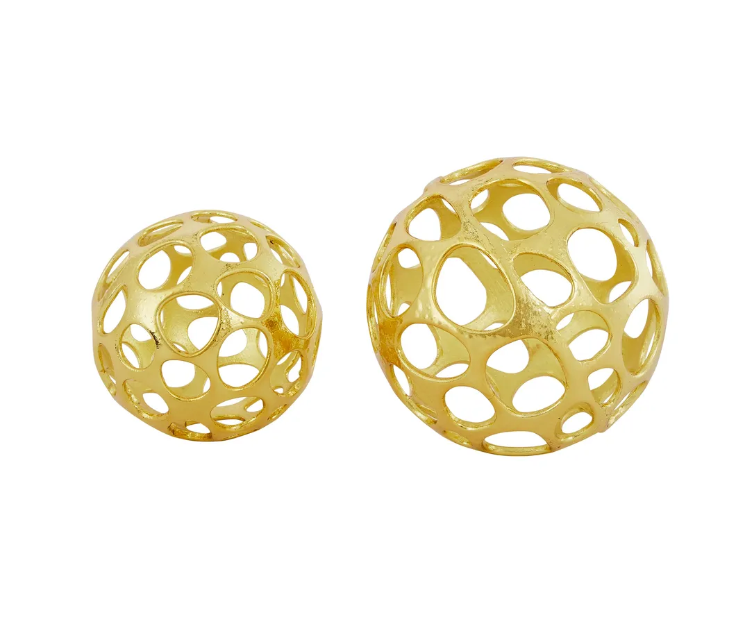 Gold Metal Ball Craft Desktop Decorative Sphere Sculpture Gifts