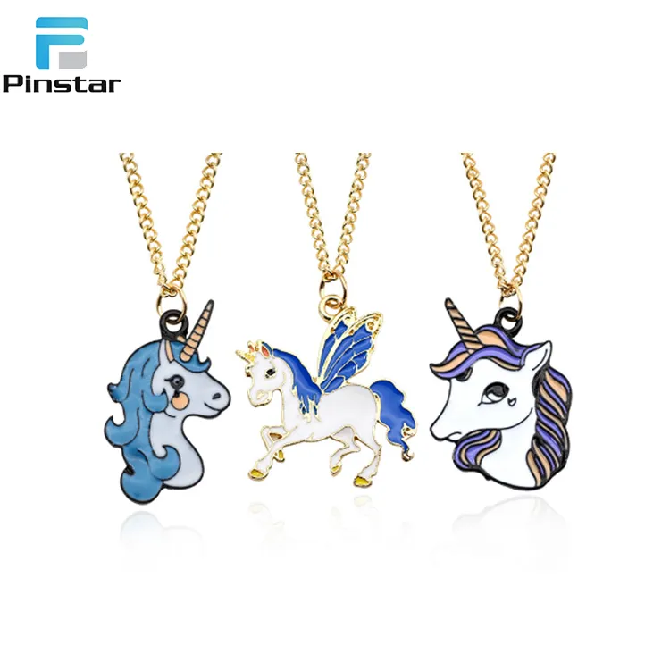 Gold Silver Plated Unicorn Animal Pendant Necklace for Women