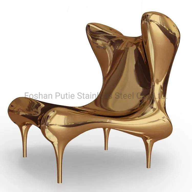 Gold Wingback Chair Stainless Steel Art Furniture