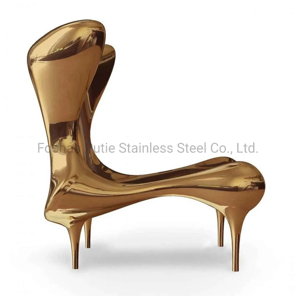 Gold Wingback Chair Stainless Steel Art Furniture