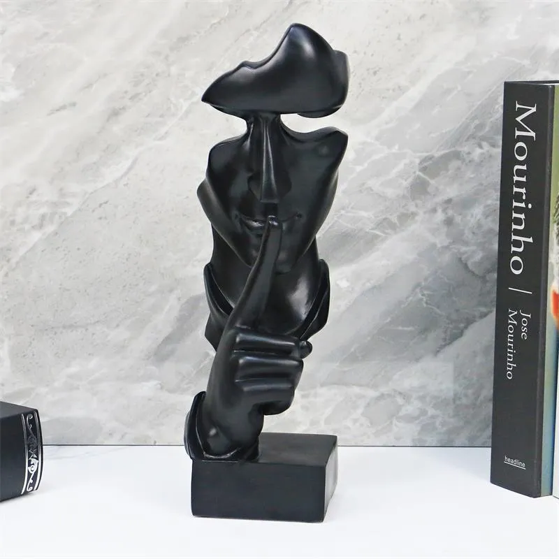 Handcraft Creative Resin Abstract Sculptures Golden Thinker Statue for Indoor Decoration