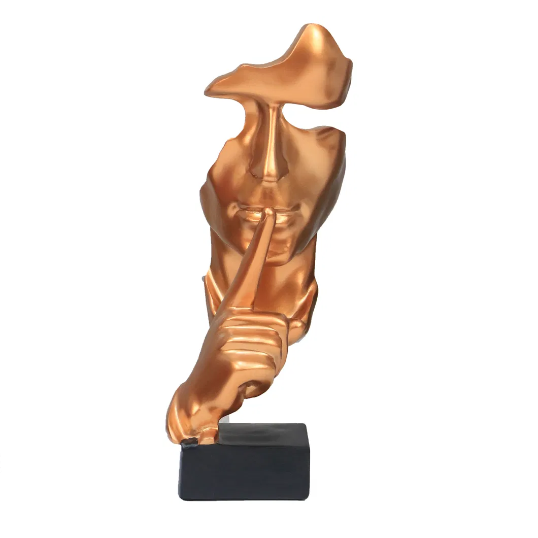 Handcraft Creative Resin Abstract Sculptures Golden Thinker Statue for Indoor Decoration
