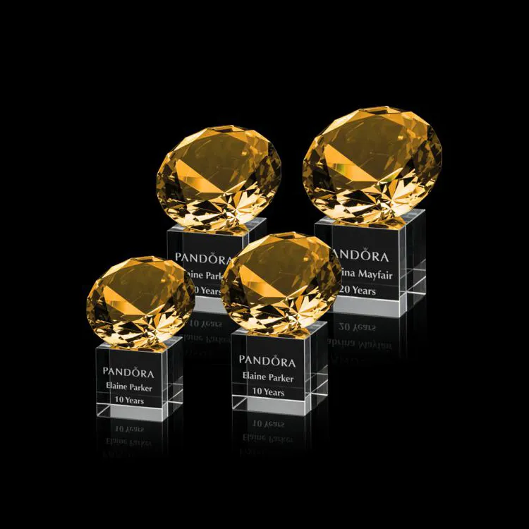 Handmade Glass Green Color Paper Weight Wedding Crystal Diamond Trophy Award Souvenir Crystal Gift