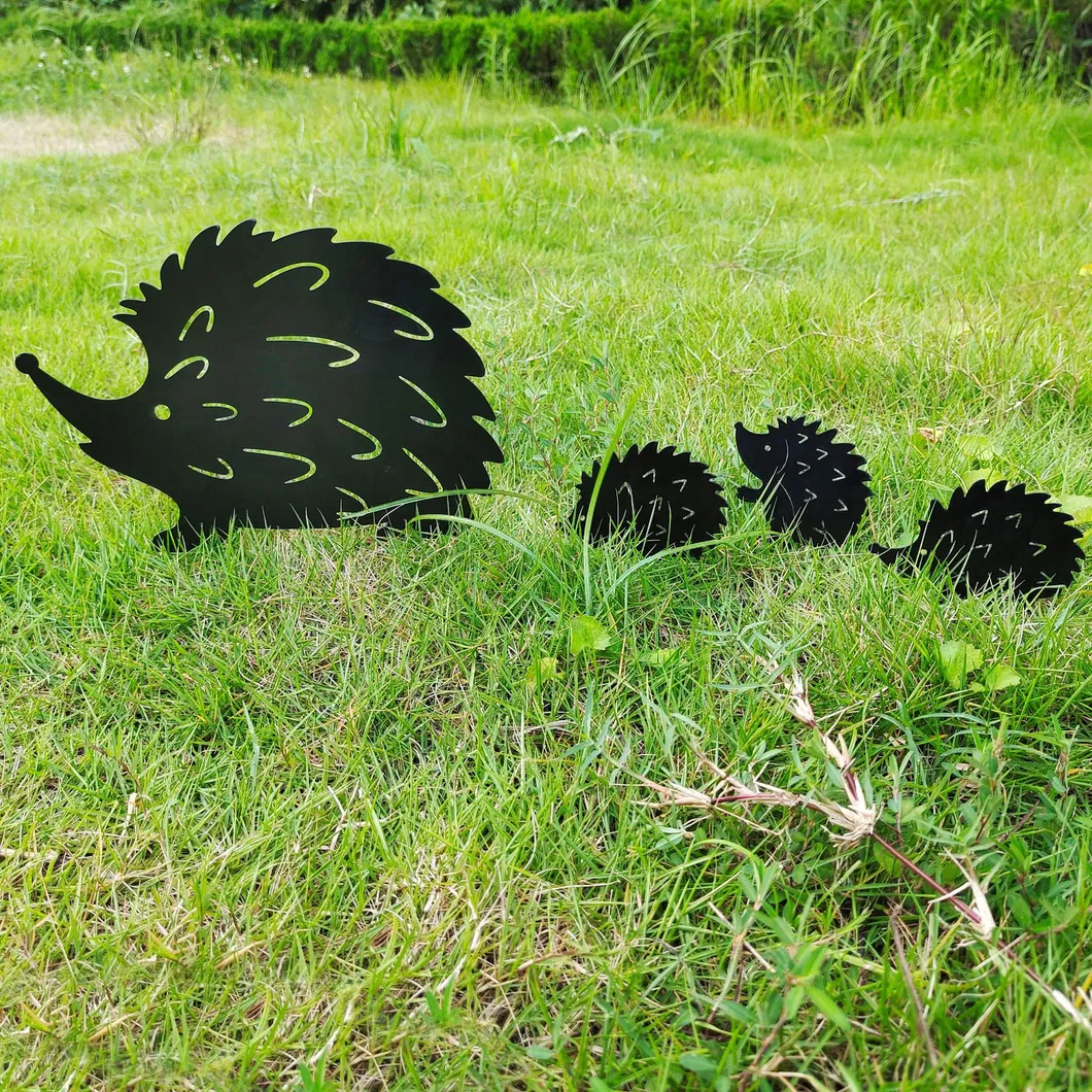 Hedgehog Silhouette Animal Garden Stake S/4