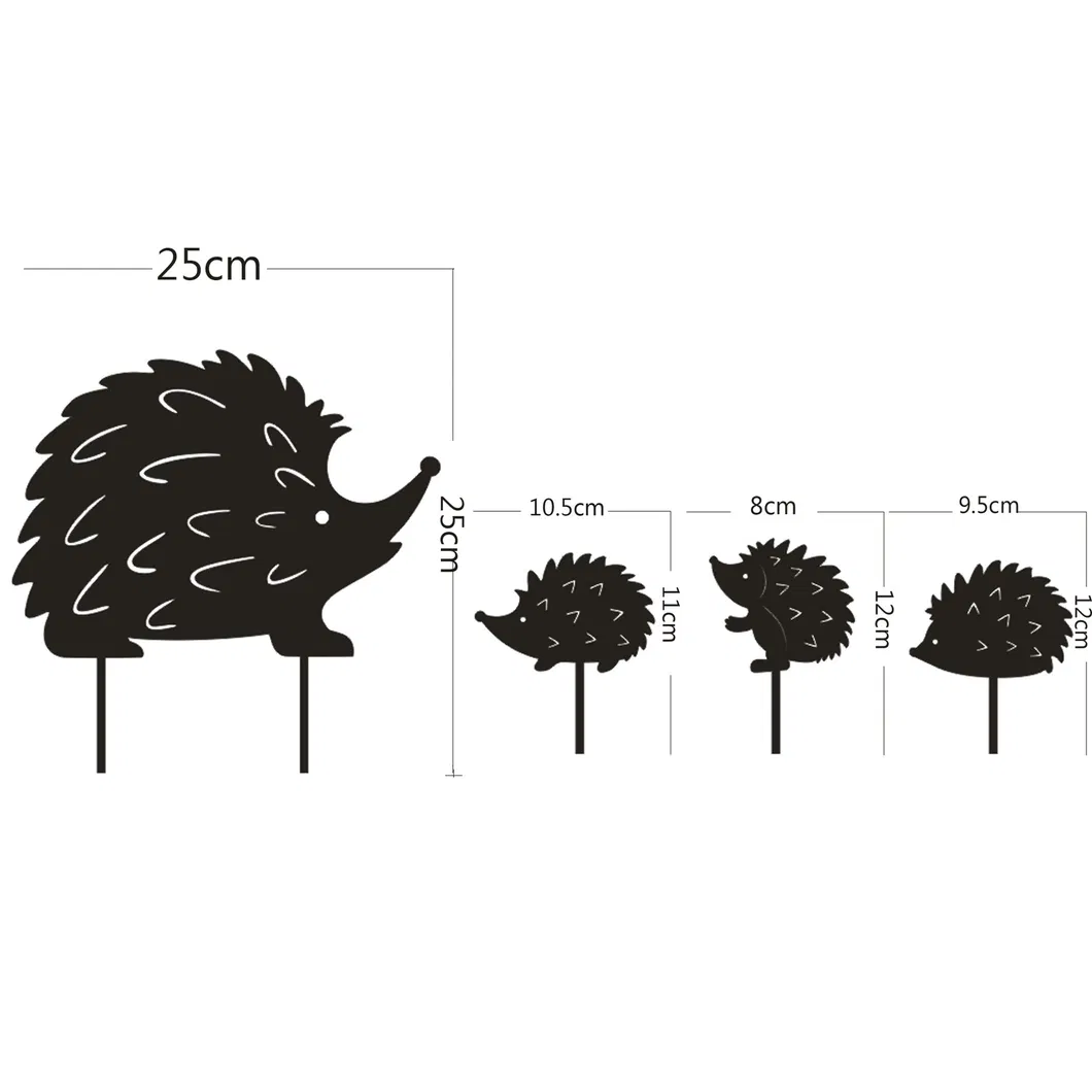 Hedgehog Silhouette Animal Garden Stake S/4