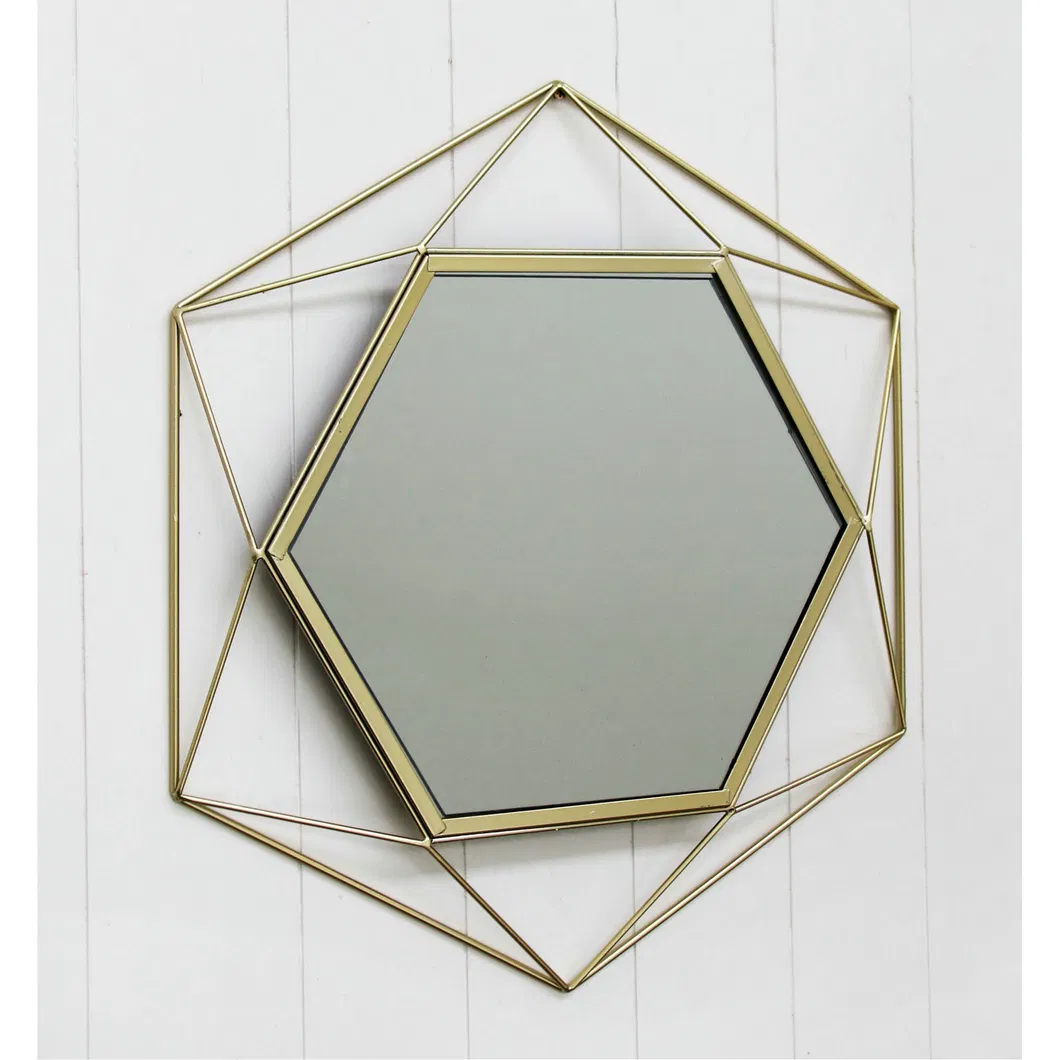 Hexagonal Wire Mirror 44X50.5X3cm Metal Wall Mirror, Wall Mirror,Home Decor Craft,Home Decoration,Home Decor,Metal Art,Metal Decoration,Wall Art,Wall Decor