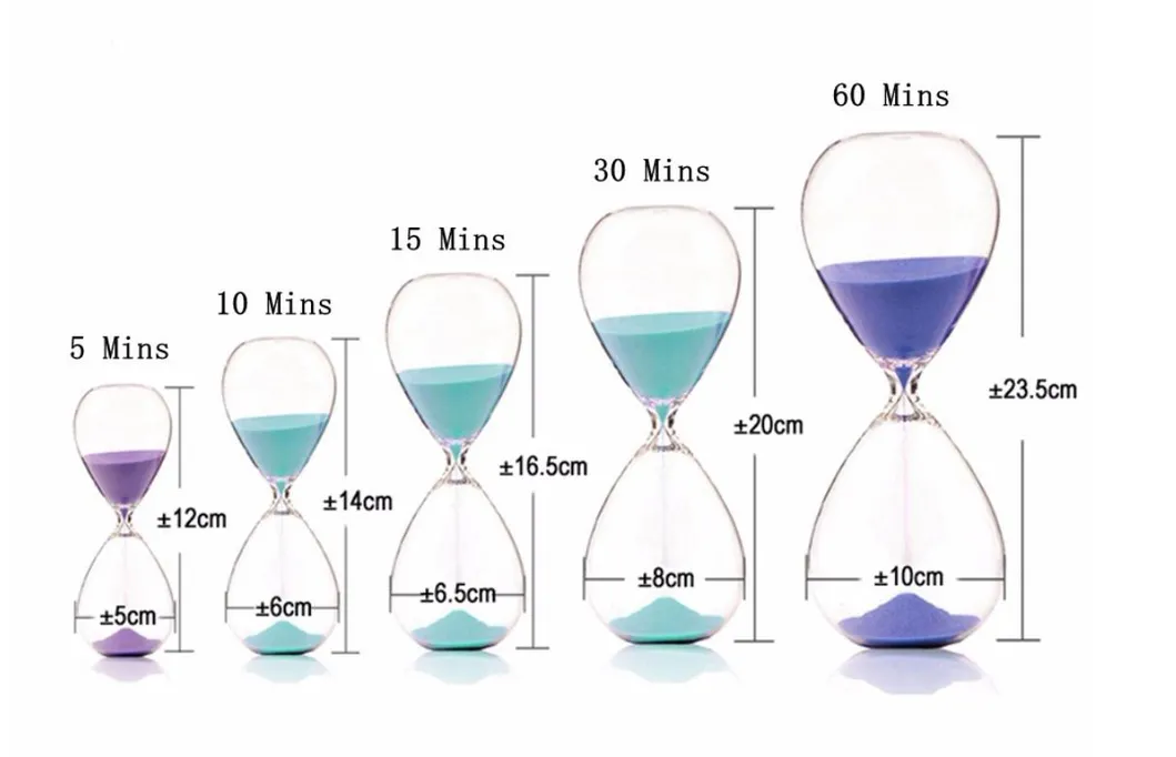 High Borosilicate Decorative Promotional Gift Table Clock Hourglass Sand Timer with Different Size