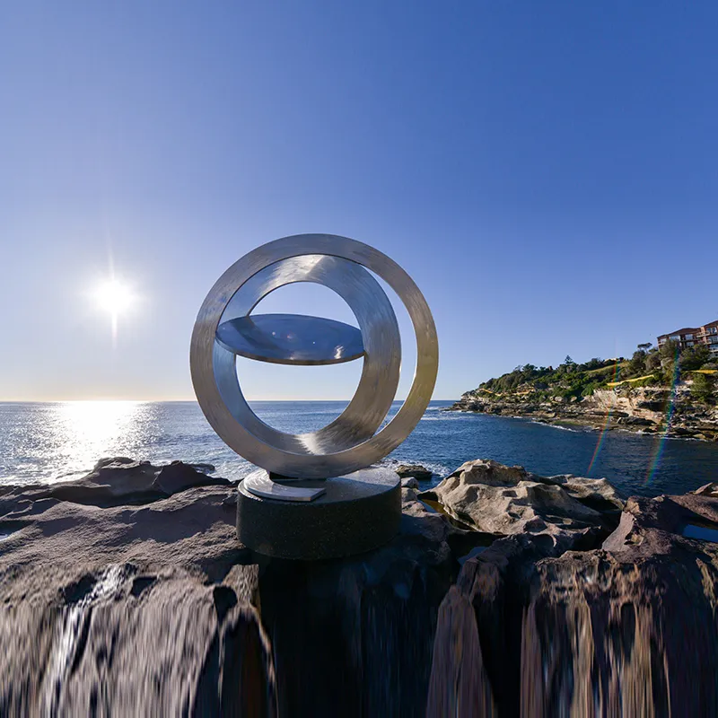 High Quality Handicraft Hollow Design Stainless Steel Sphere Sculpture Ball Statue