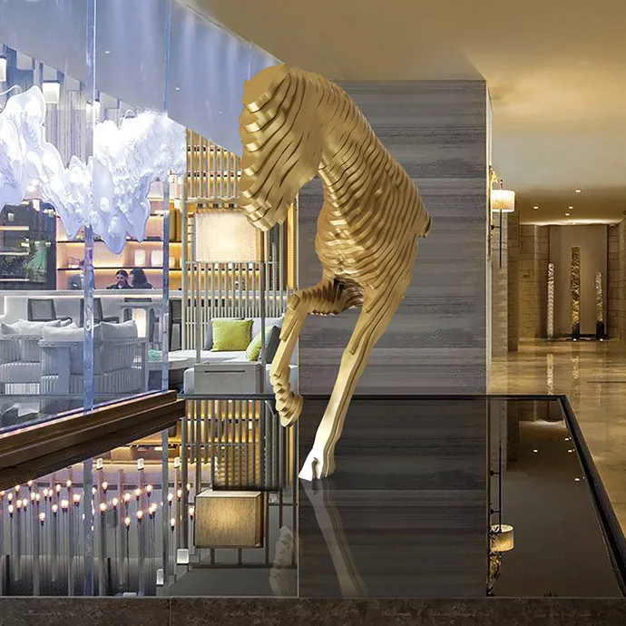 High Quality Indoor Hotel Decor Stainless Steel Large Horse Statue