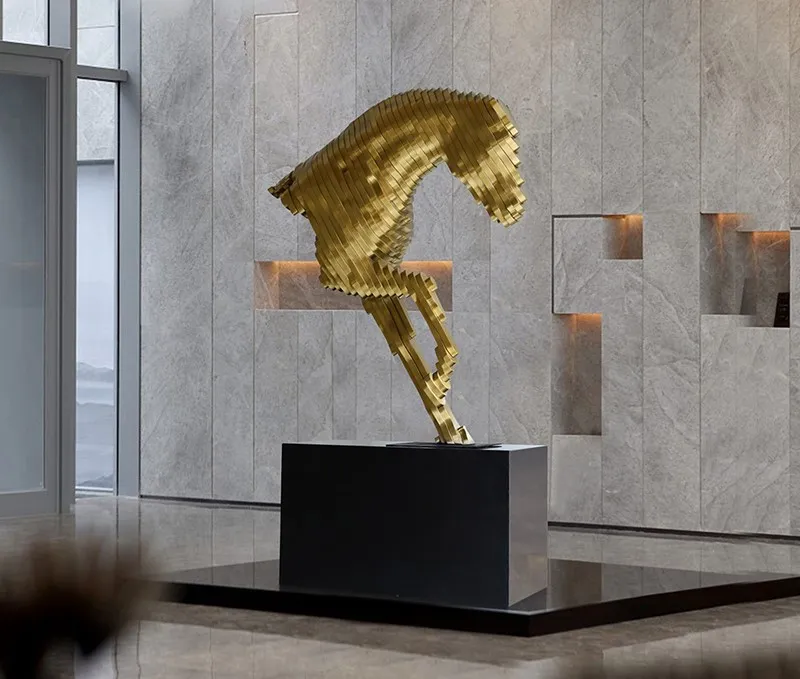 High Quality Indoor Hotel Decor Stainless Steel Large Horse Statue