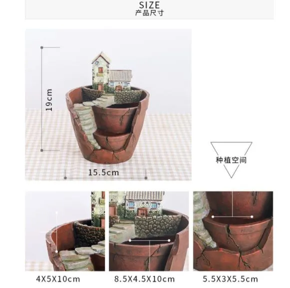 Home Sky Garden Creative Zakka Meaty Flowerpot Micro Landscape with Resin Craft Gifts-2