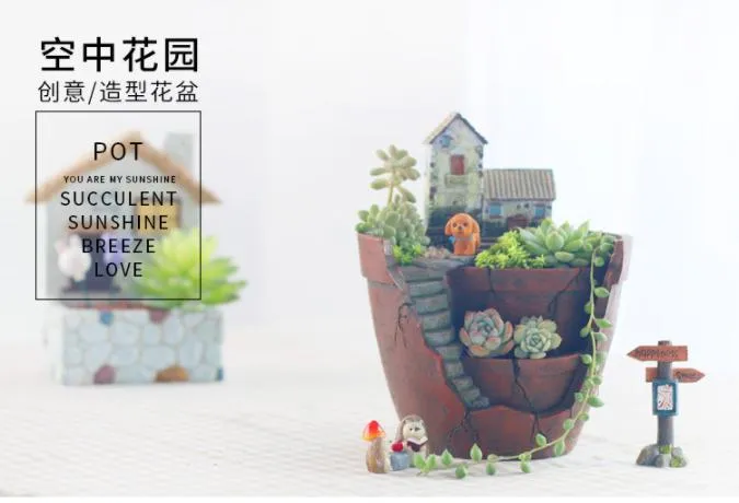 Home Sky Garden Creative Zakka Meaty Flowerpot Micro Landscape with Resin Craft Gifts-2