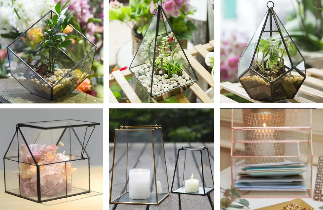 Irregular Copper Handmade Glass Flower Pot for Succulents Fern Moss