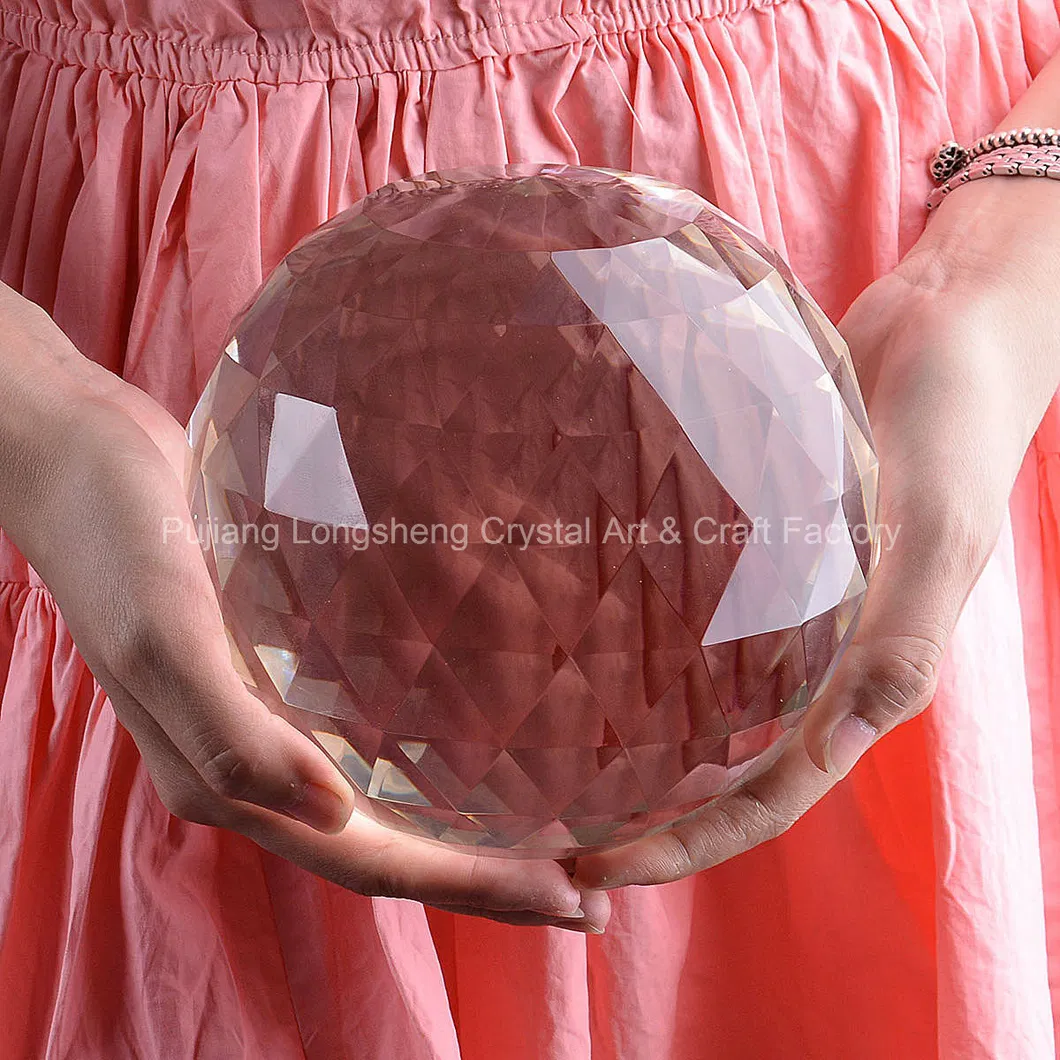Large Cut Crystal Sphere 150mm Faceted Gazing Ball Prisms Suncatcher Home Decor