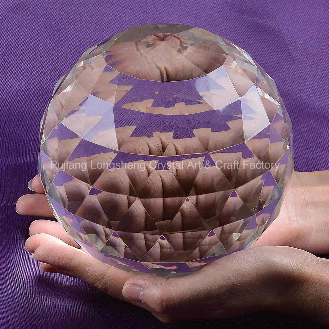 Large Cut Crystal Sphere 150mm Faceted Gazing Ball Prisms Suncatcher Home Decor
