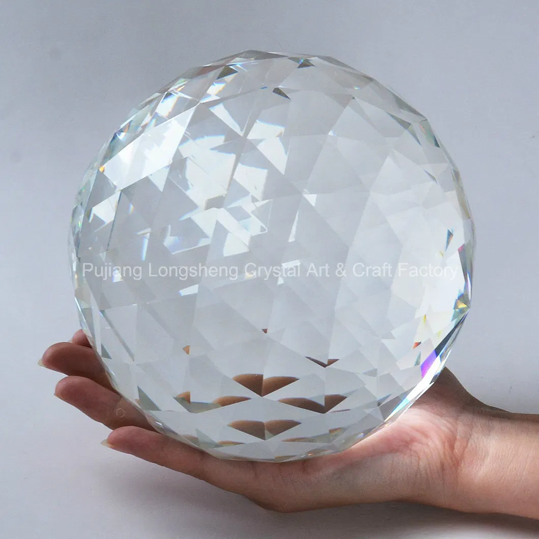 Large Cut Crystal Sphere 150mm Faceted Gazing Ball Prisms Suncatcher Home Decor