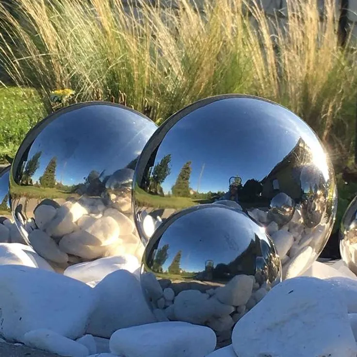 Large Modern Stainless Steel Mirror Polished Ball Sphere Sculpture