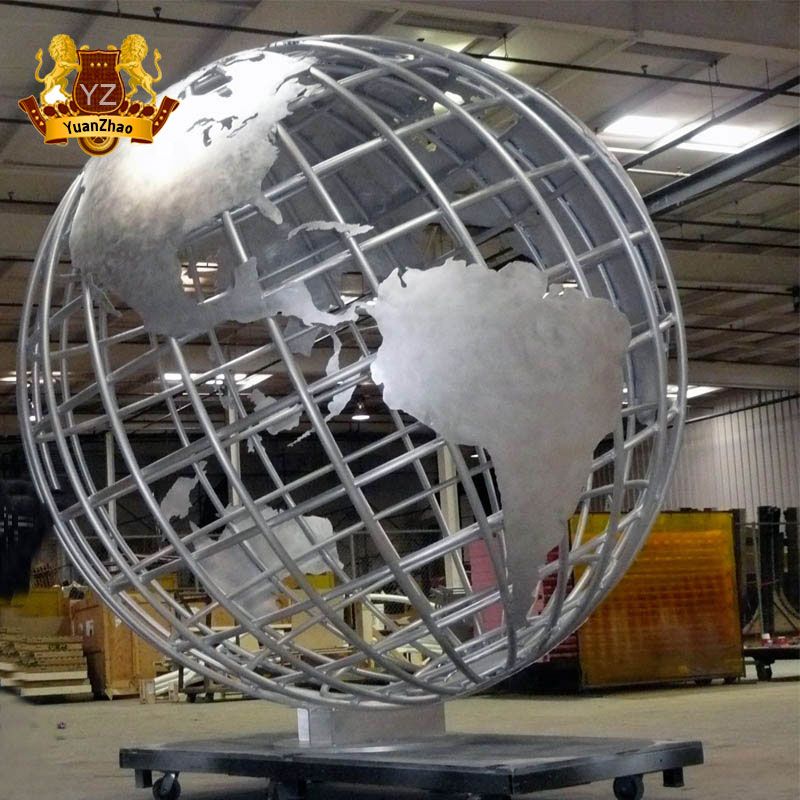 Large Outdoor Art Metal Statue Stainless Steel World Globe Sphere Sculpture