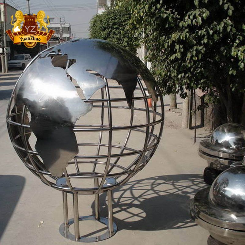 Large Outdoor Art Metal Statue Stainless Steel World Globe Sphere Sculpture