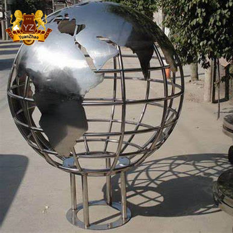 Large Outdoor Art Metal Statue Stainless Steel World Globe Sphere Sculpture
