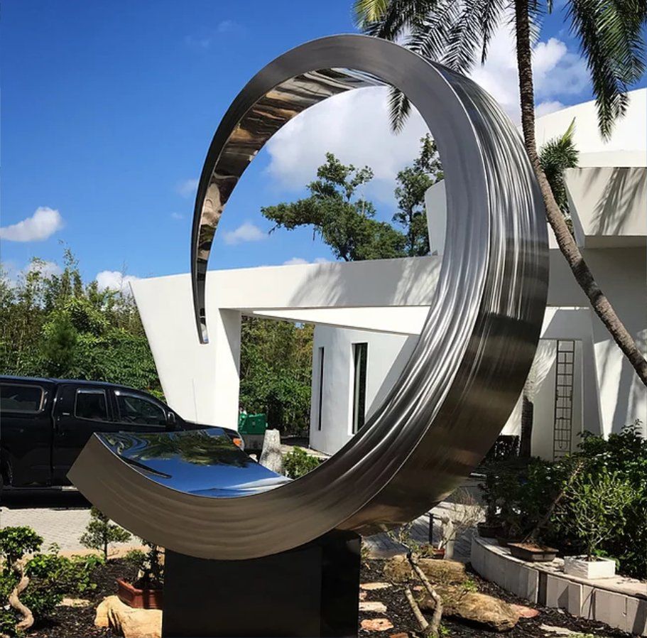 Large Outdoor Modern Metal Garden Sphere Sculpture Art Mirror Polished Ball Stainless Steel Abstract