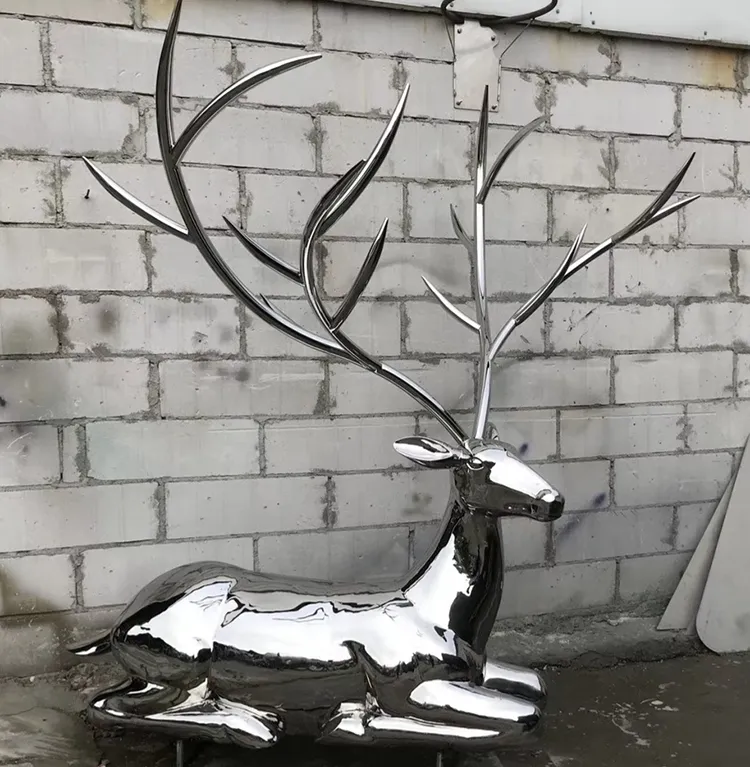Life Size Stainless Steel Deer Sculpture for Garden Decoration