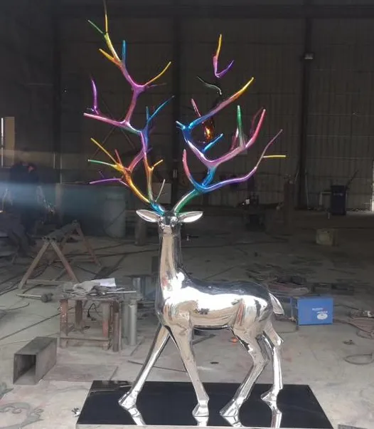 Life Size Stainless Steel Deer Sculpture for Garden Decoration
