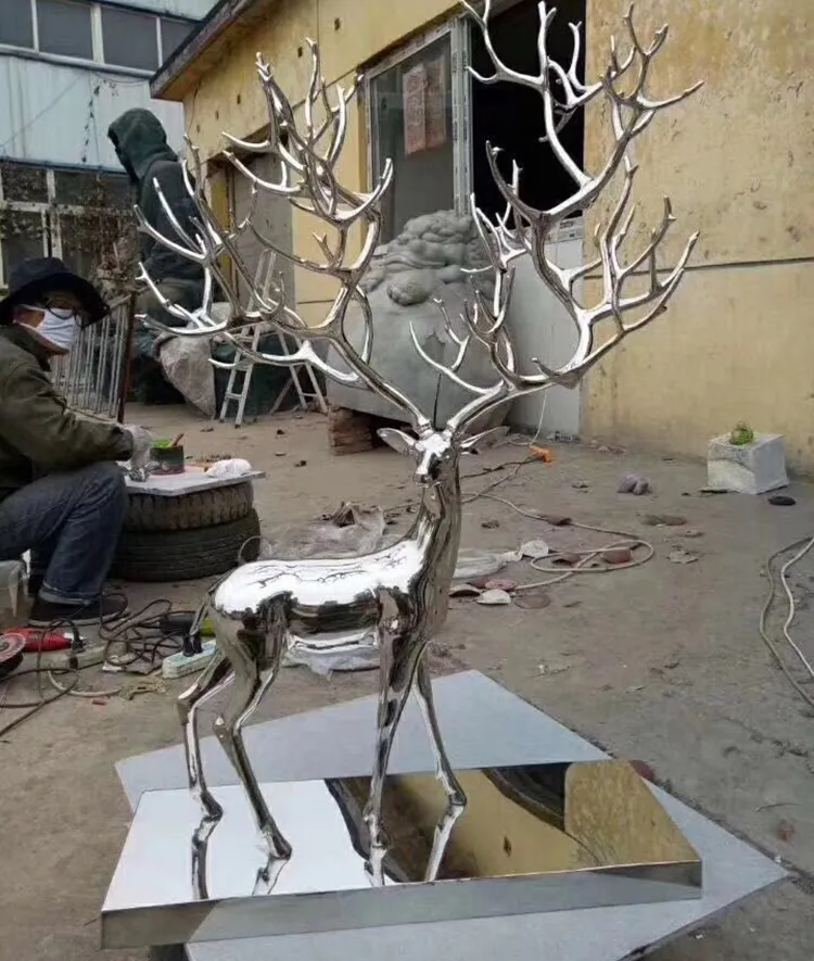 Life Size Stainless Steel Deer Sculpture for Garden Decoration