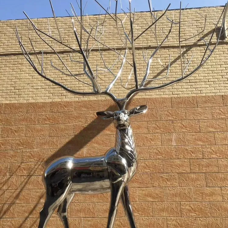 Life Size Stainless Steel Deer Sculpture for Garden Decoration