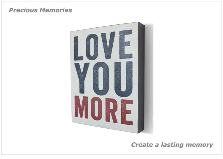 Love You More Wooden Box Wall Art Sign, Primitive Country Farmhouse Home Decor Sign with Sayings