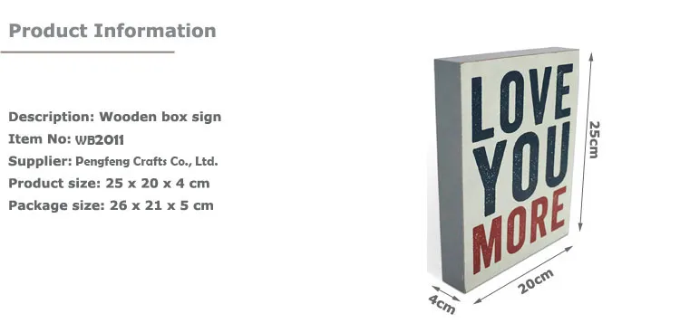 Love You More Wooden Box Wall Art Sign, Primitive Country Farmhouse Home Decor Sign with Sayings