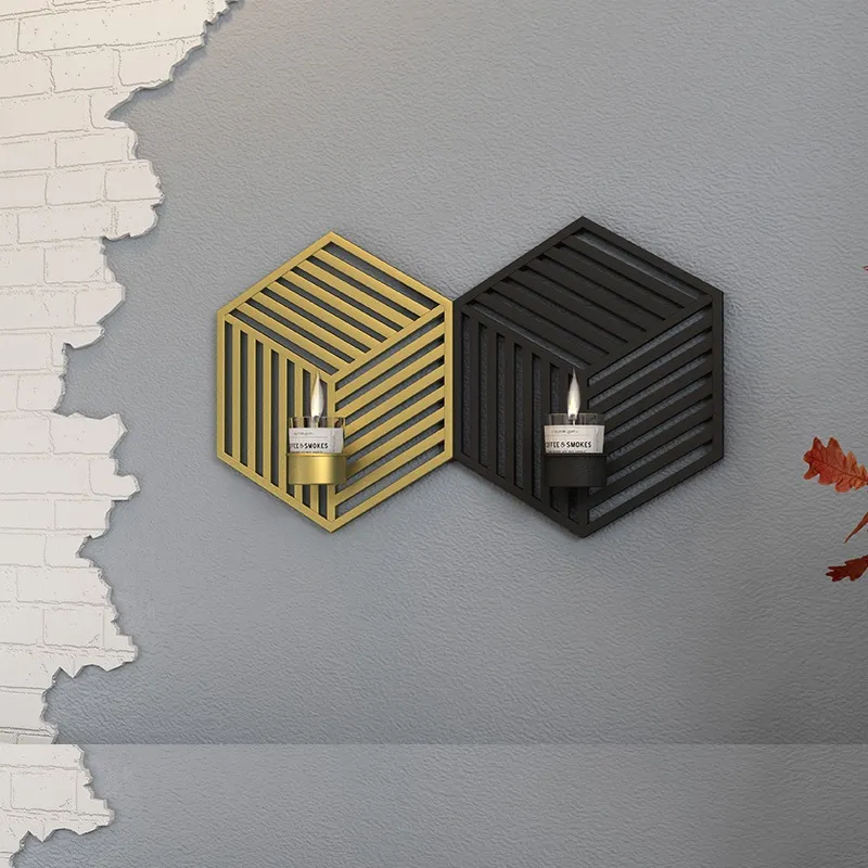 Metal Iron Fashion Personalized Wall-Hung Candlestick Ornaments Candle Holder Wall Home Decoration