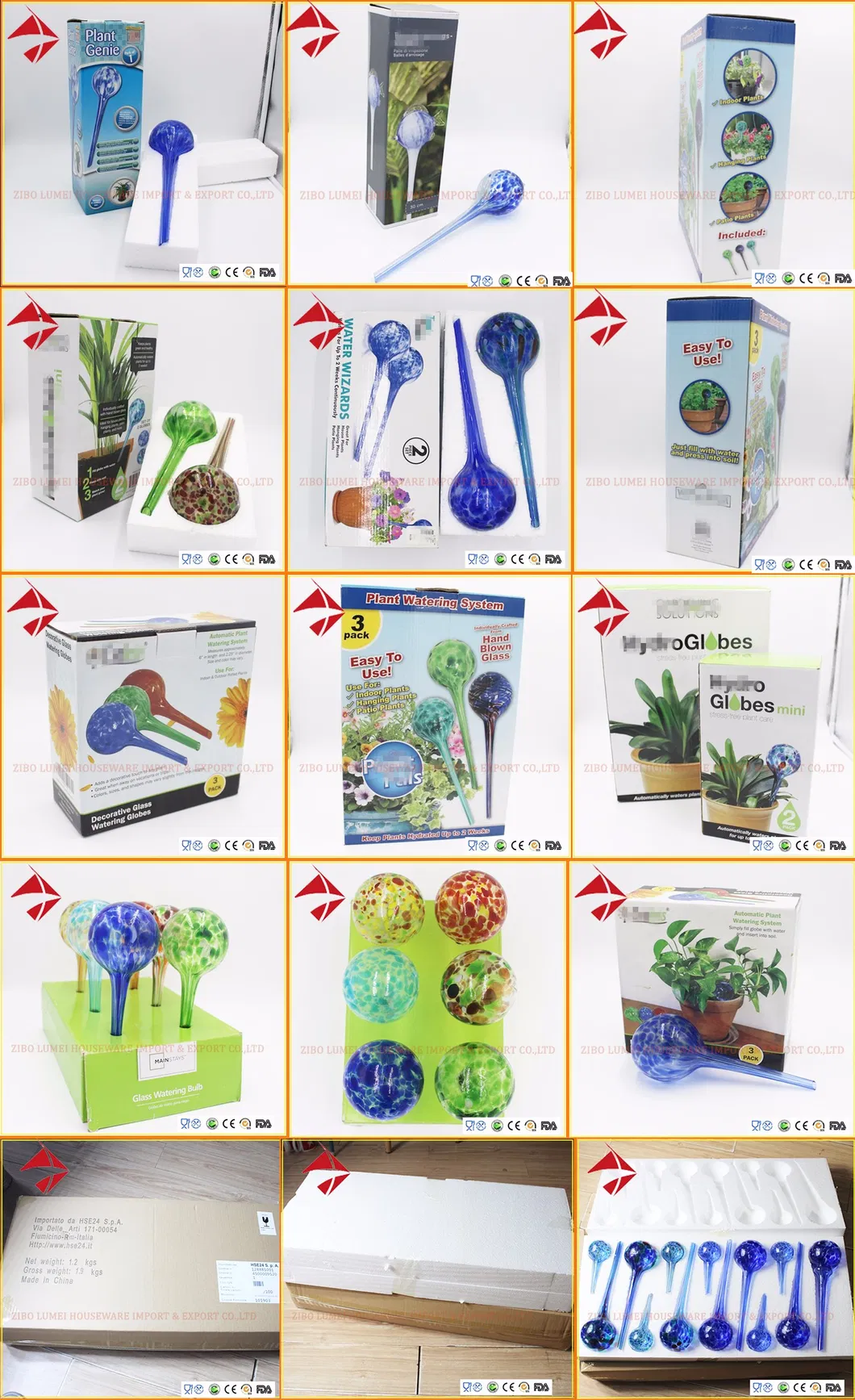 Mixed Color Mini Decorative Hand-Blown Glass Bulbs Ball Small Flower Plant Watering Globes