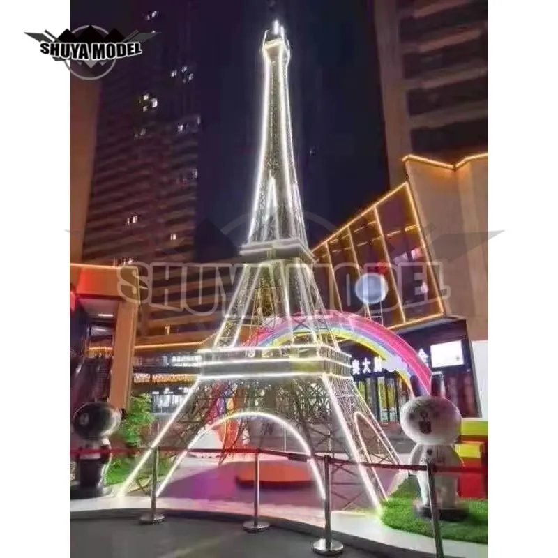 Modern Art Outdoor Abstract Stainless Steel Eiffel Sculpture Outdoor Decorative Metal Iron Tower Statue