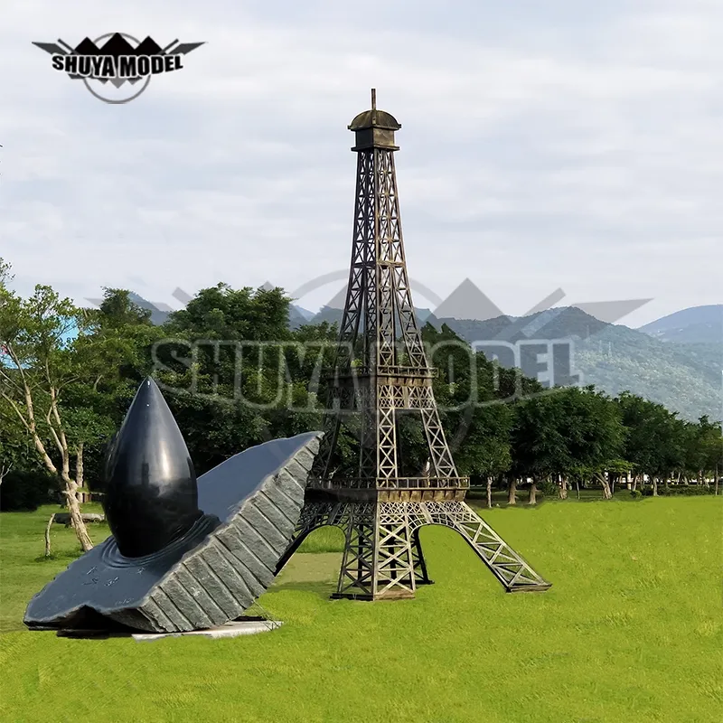 Modern Art Outdoor Abstract Stainless Steel Eiffel Sculpture Outdoor Decorative Metal Iron Tower Statue