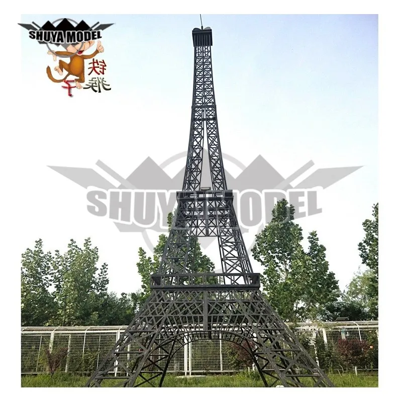 Modern Art Outdoor Abstract Stainless Steel Eiffel Sculpture Outdoor Decorative Metal Iron Tower Statue