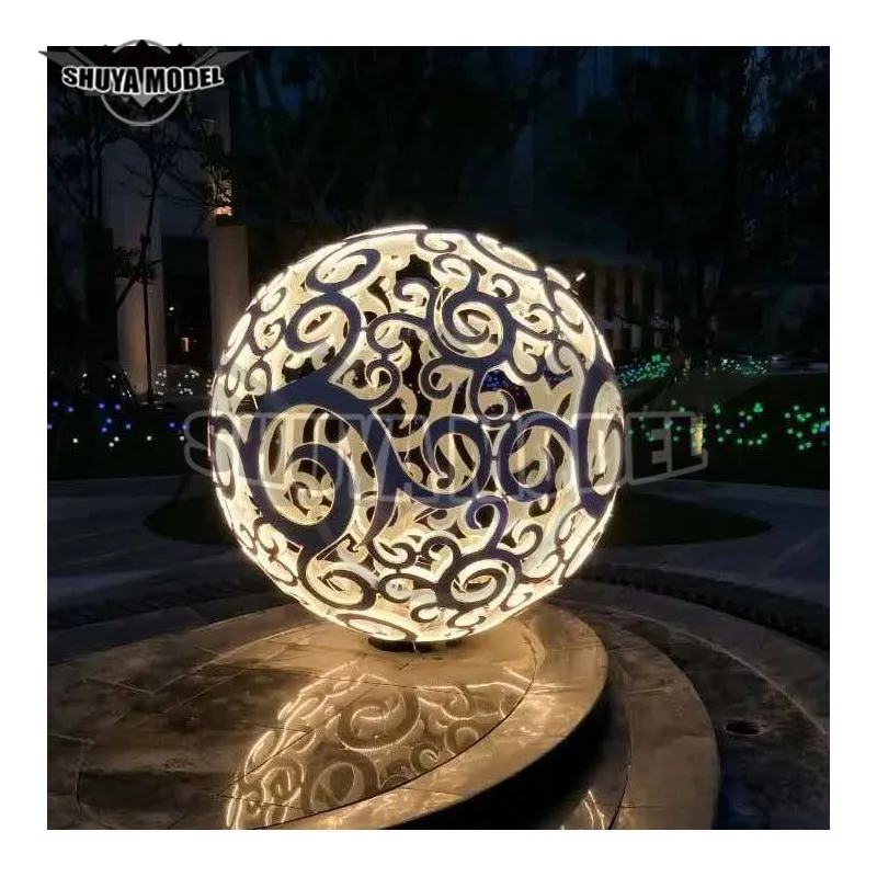 Modern Large Stainless Steel Hollow Sphere Sculpture for Garden Decoration