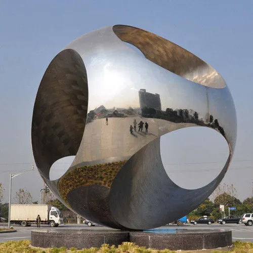 Modern Large Stainless Steel Hollow Sphere Sculpture for Garden Decoration Ball Statue