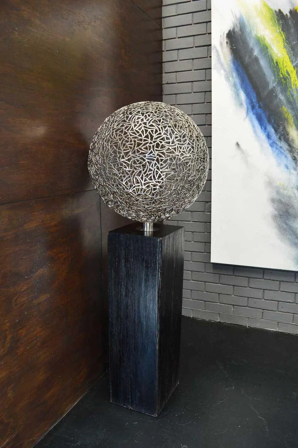 Modern Rose Pattern Sphere Ball Shaped Sculpture