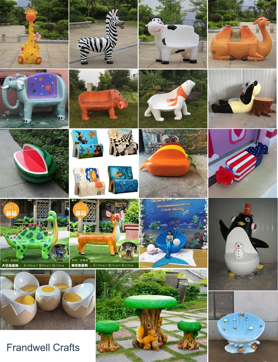 Most Popular Life Size Resin Fiberglass Animal Chairs for Sale