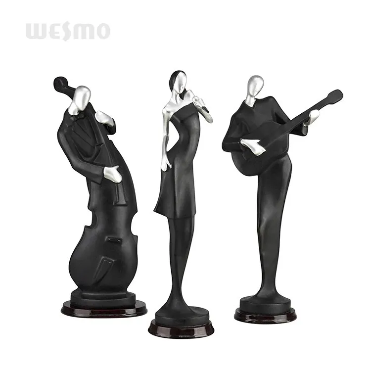Musicians Fun Art Craft Black and Silver Statue Sculpture