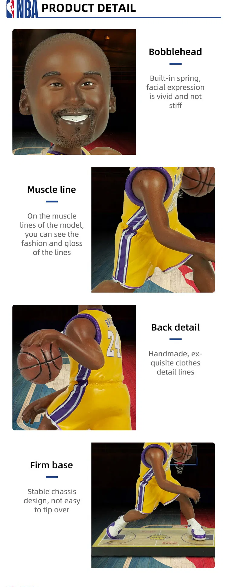 New Arrive Famous People Cabeza De Bobble NBA Baller Superstar Allen Iverson Action Figure Bobble Head on Wooden Court