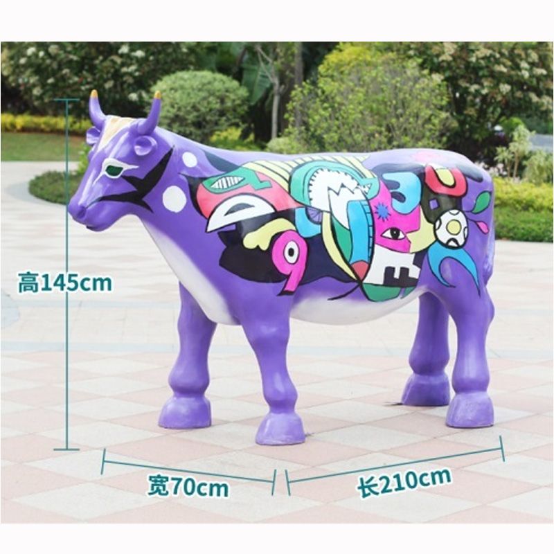 New Design Life Size Custom Large Abstract Painted Bull Sculpture Animal