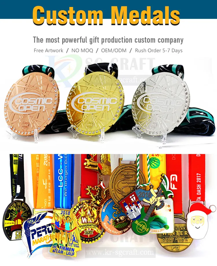 New Metal 3D/2D Silver Marathon Race Sports Awards Trophy Medal No MOQ